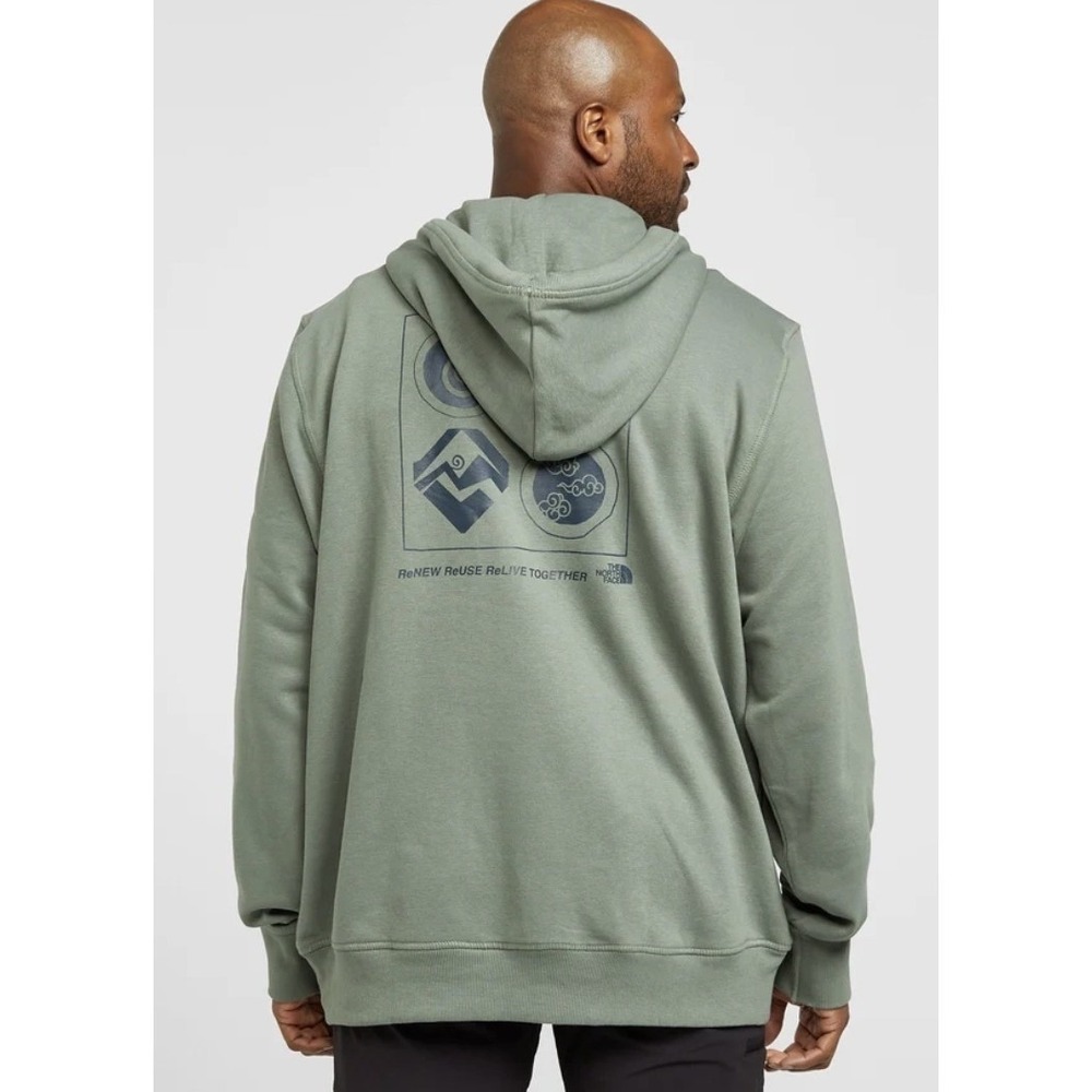 The North Face Mens Sage Green ReNEW Graphic Pullover Hoodie Small